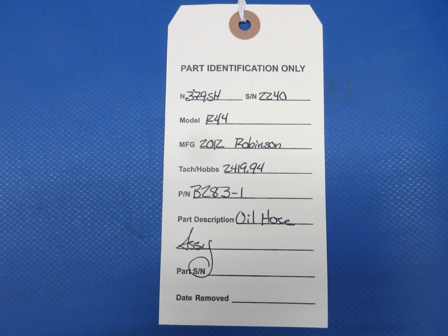 Robinson R44 Raven II Helicopter Oil Hose Assy P/N B283-1 (0724-1404)