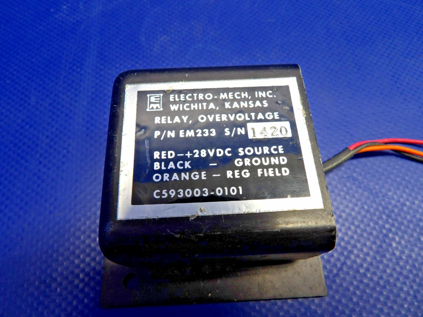 Electro-Mech Overvoltage Relay 28V P/N C593003-0101 NOS (0426-1243)1