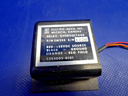 Electro-Mech Overvoltage Relay 28V P/N C593003-0101 NOS (0426-1243)1