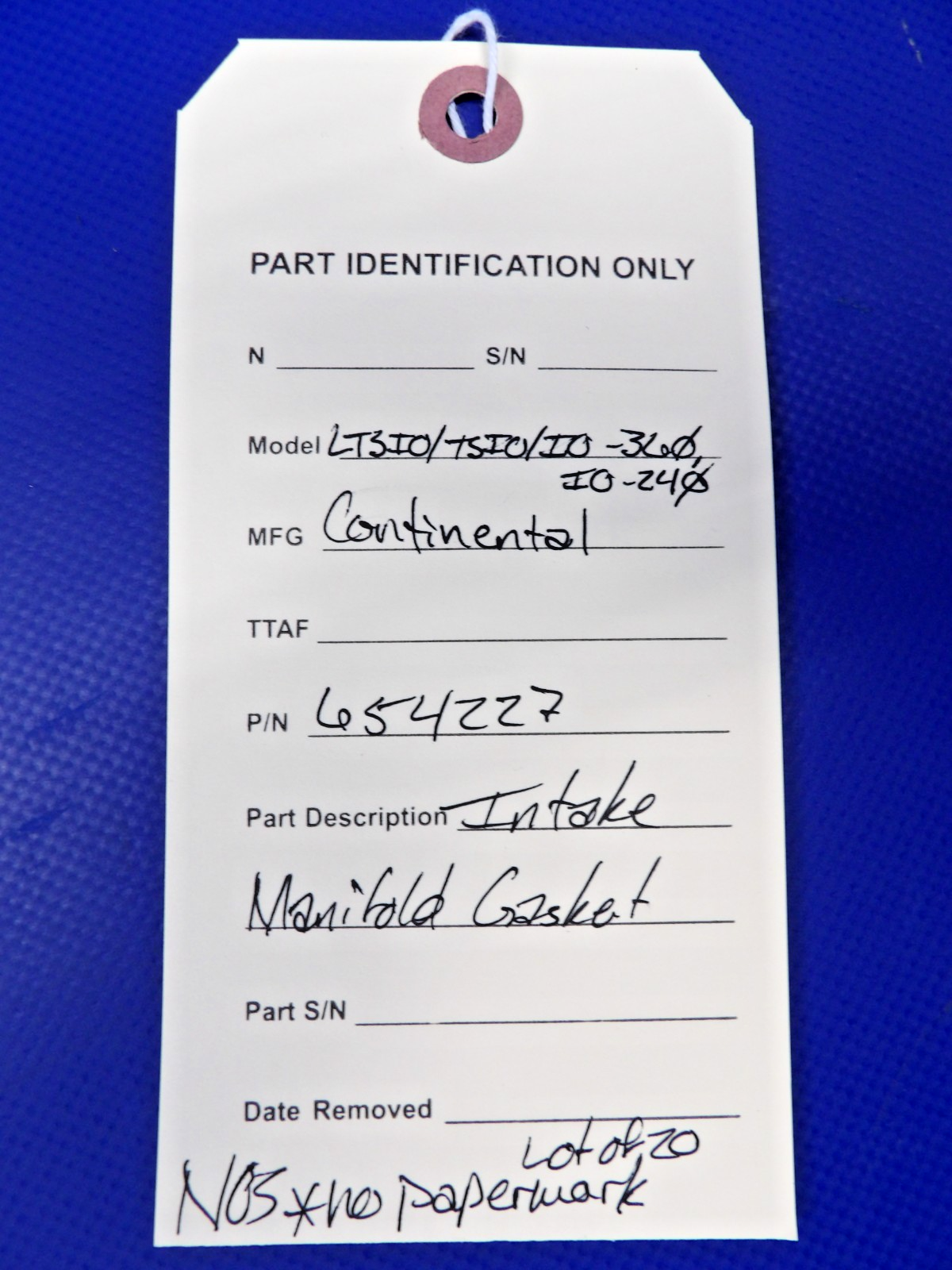 Continental LTSIO Intake Manifold Gasket P/N 654227 LOT OF 20 NOS (0426-1417)10