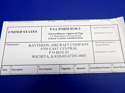 Beech King Air Emergency Exit Placard Kit w/ 8130 P/N 010-4310-3 NOS (0426-1301)2