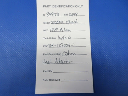 Enstrom 280FX Helicopter Cabin Heat Adapter P/N 28-127509-1 (1124-1288)