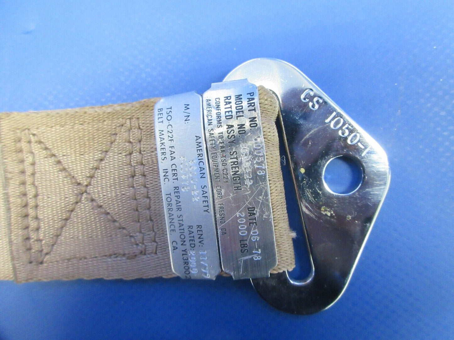 Piper PA-32RT-300T Lance II LH Rear Seatbelt Assy P/N 500578 (0924-872)