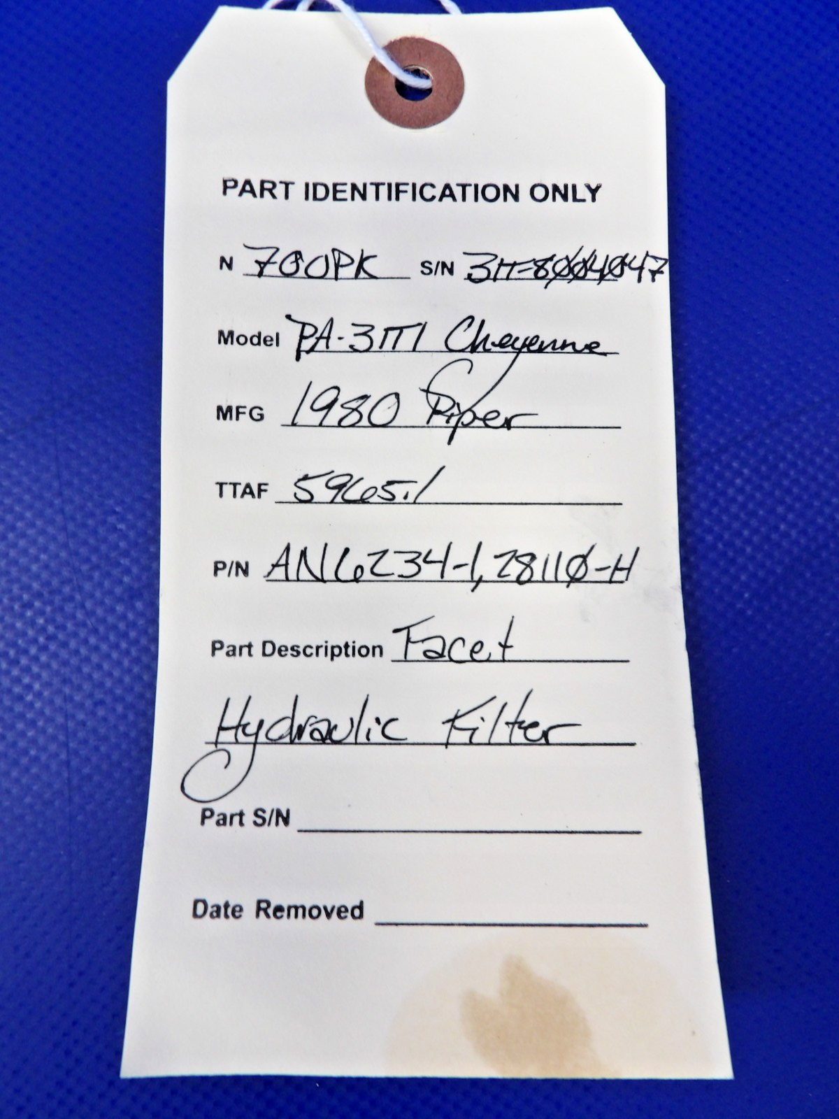 Piper PA-31T1 Cheyenne Facet Hydraulic Filter P/N AN6432-1 (0626-1355)12