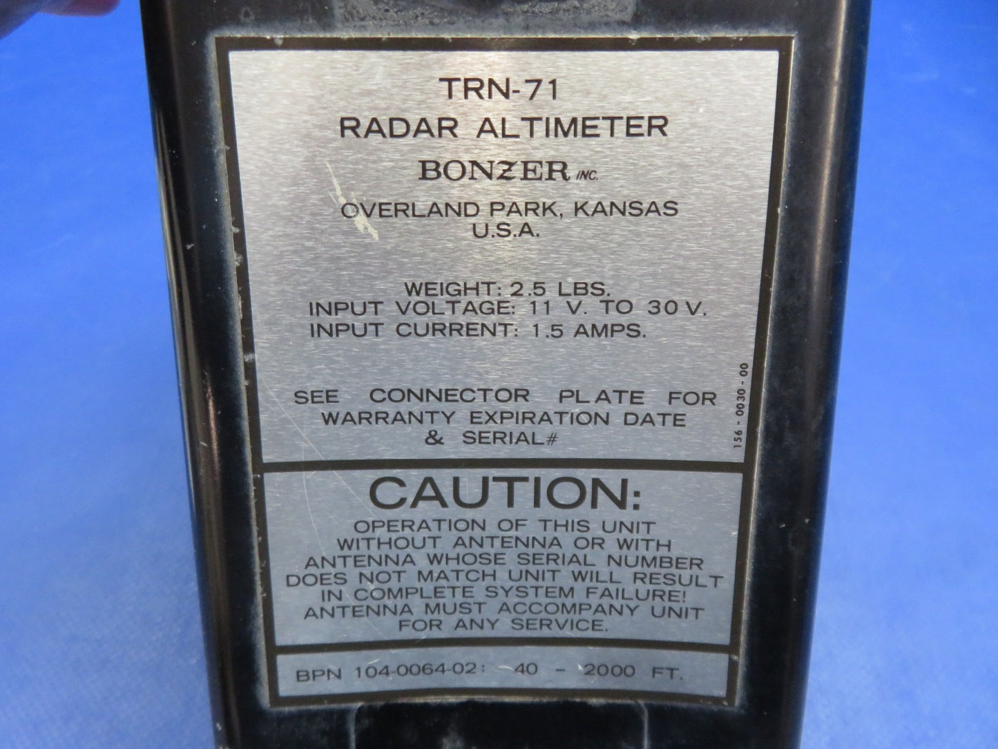 Bonzer Radar Altimeter, Antenna & Transmitter 10-30v P/N 104-0064-02 (0426-108)2