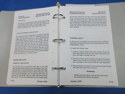 Beech A23-19 & 19A Pilot's Operating Handbook P/N 169-590002-7 (0924-1461)