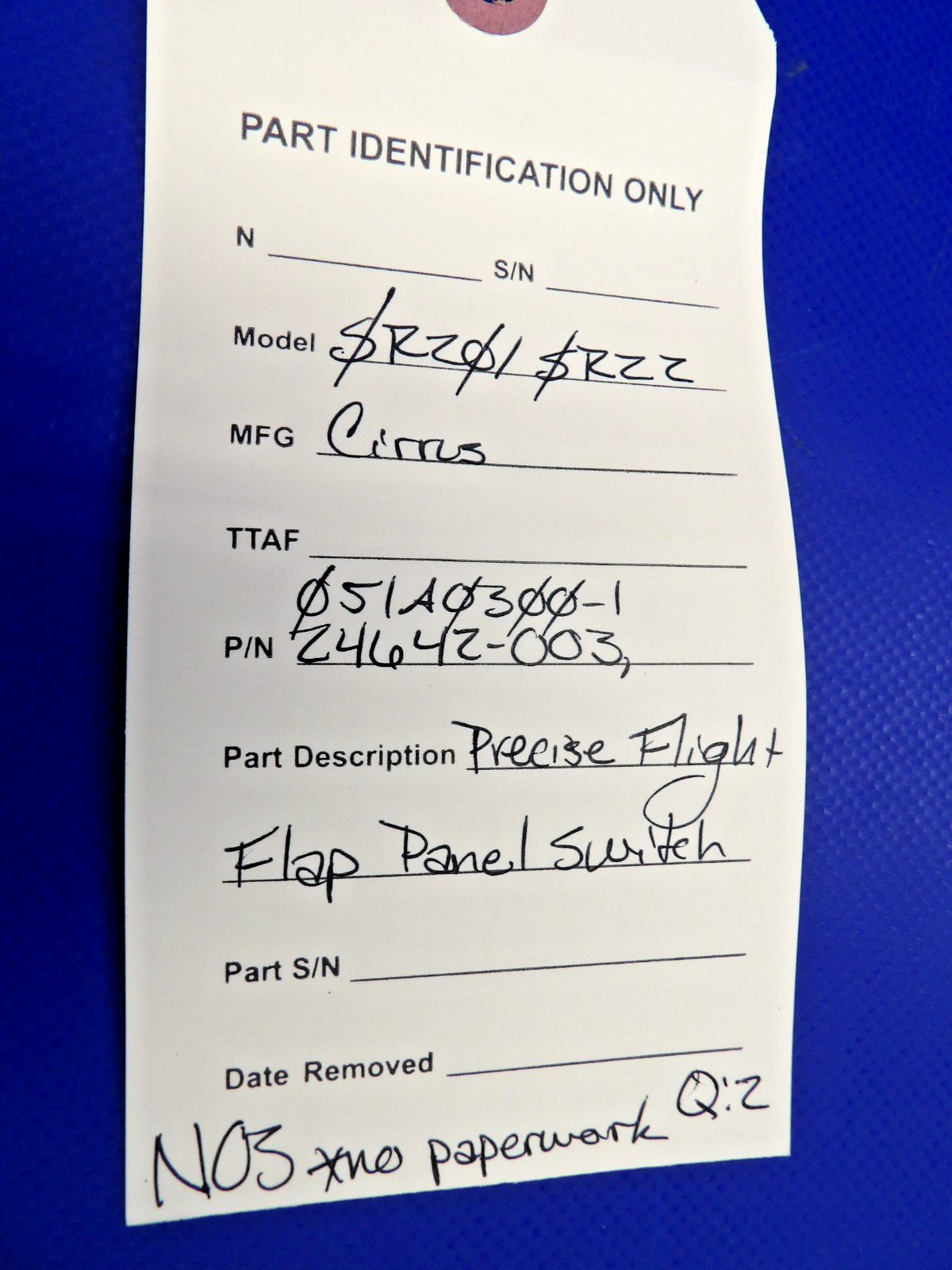 Cirrus SR20 / SR22 Precise Flight Flap Panel Switch P/N 24642-003 NOS (0426-125211