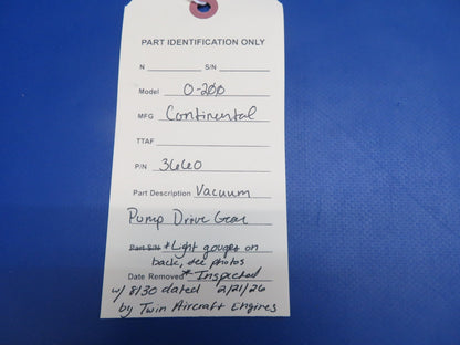 Continental O-200 Vacuum Pump Drive Gear P/N 3660 Inspected w/ 8130 (0326-1713)13
