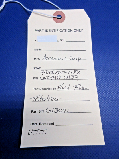 Aerosonic Corp Fuel Flow Totalizer 65840-0137, 9910395-6 RX WARRANTY (0926-907)7