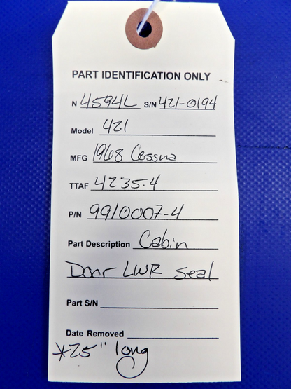 Cessna 421 Cabin Door LWR Seal P/N 9910007-4 (0626-1495)9
