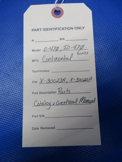=ontinental O-470 Series Parts Catalog & Overhaul Manual P/N X-30023A (1024-198)