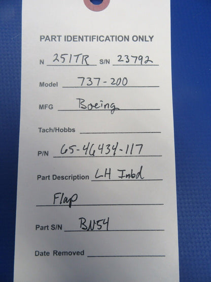 Boeing 737-200 LH Inboard Flap P/N 65-46434-117 w/ FAA 8130 (1224-10)
