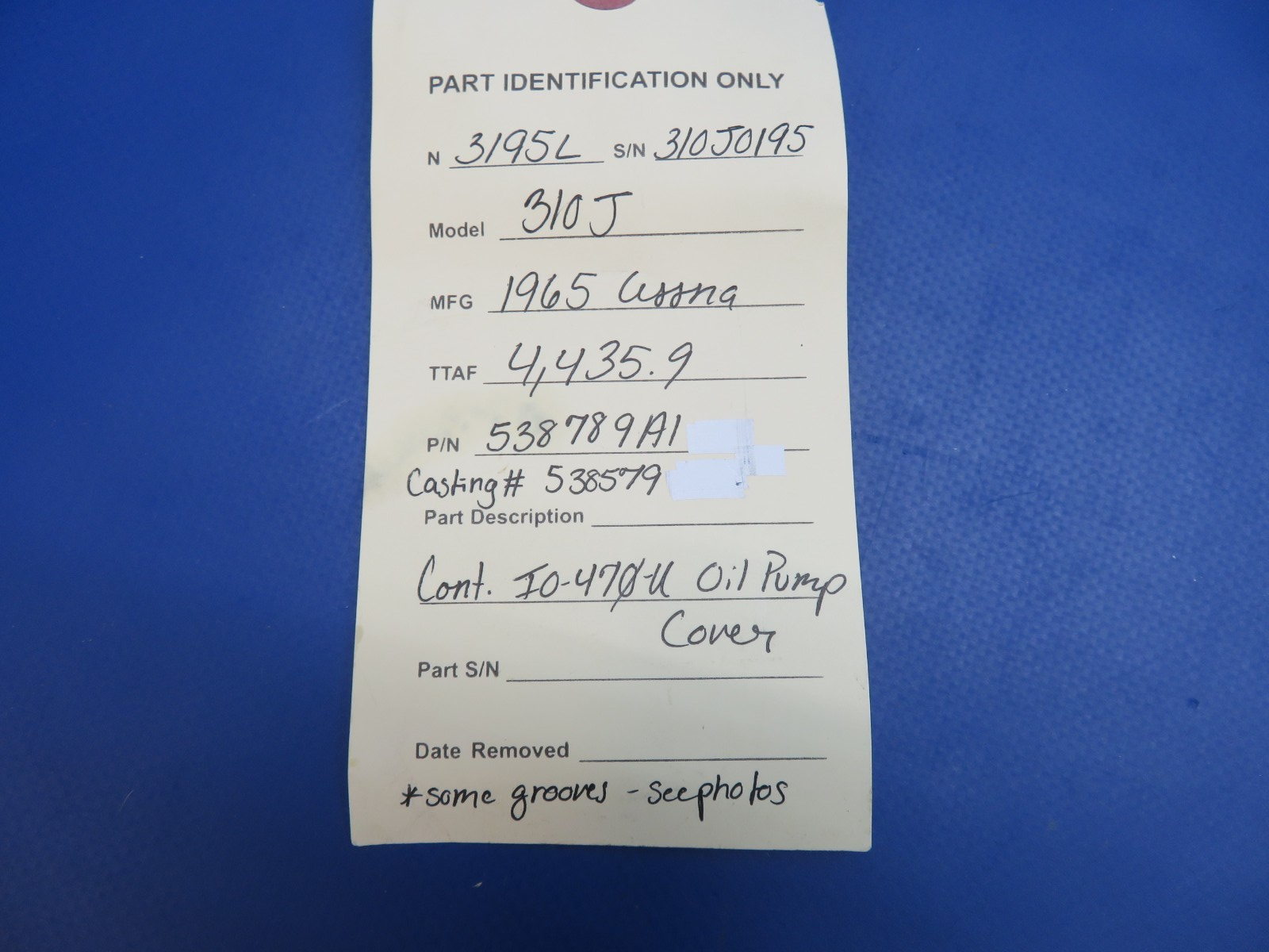 Continental IO-470 /  IO-470-U Oil Pump / Tach Drive Housing 538579 (0326-1785)8