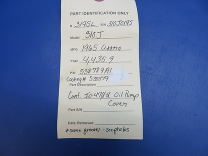 Continental IO-470 /  IO-470-U Oil Pump / Tach Drive Housing 538579 (0326-1785)8