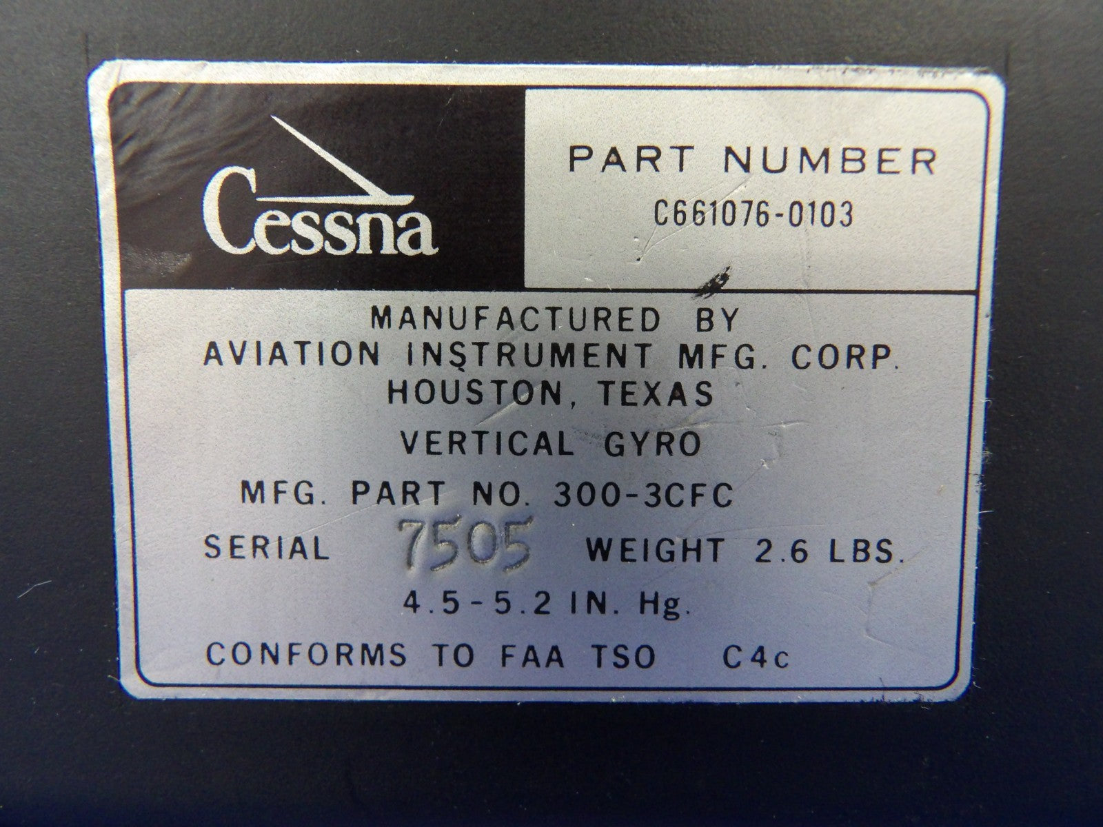 Cessna Aviation Instrument Attitude Indicator P/N 300-3CFC WARRANTY (0726-2072)4