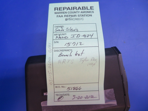 Beech C35 Bonanza Narco ID-824 Indicator w/ Connector P/N ID-824 CORE (1022-578)