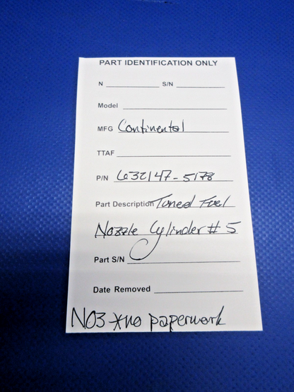 Continental Tuned Fuel Nozzle Cylinder #5 P/N 632147-5178 NOS (0326-1014)10