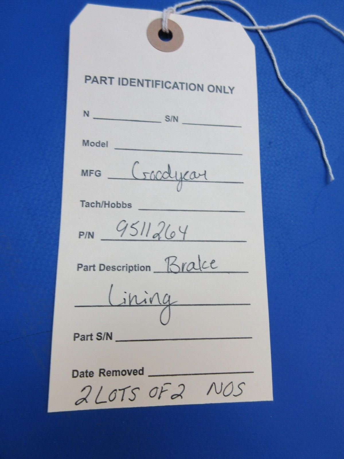 Goodyear Brake Lining P/N 9511264 LOT OF 2 NOS (1023-818)