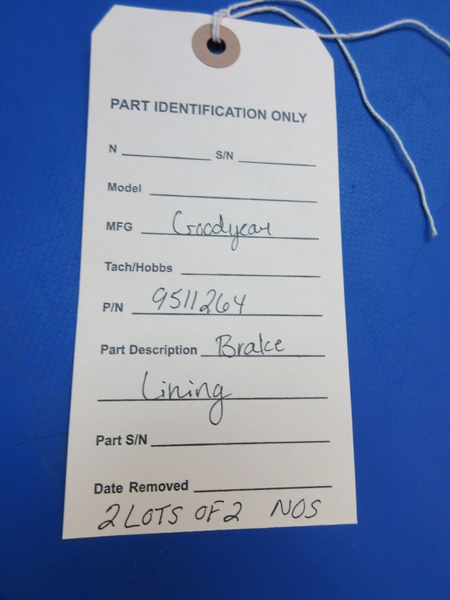 Goodyear Brake Lining P/N 9511264 LOT OF 2 NOS (1023-818)