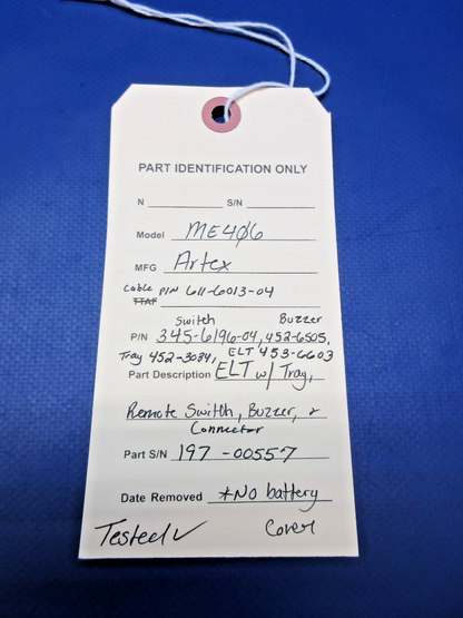 Artex ME406 ELT w/Tray, Remote Switch 453-6603 TESTED (0426-810)23