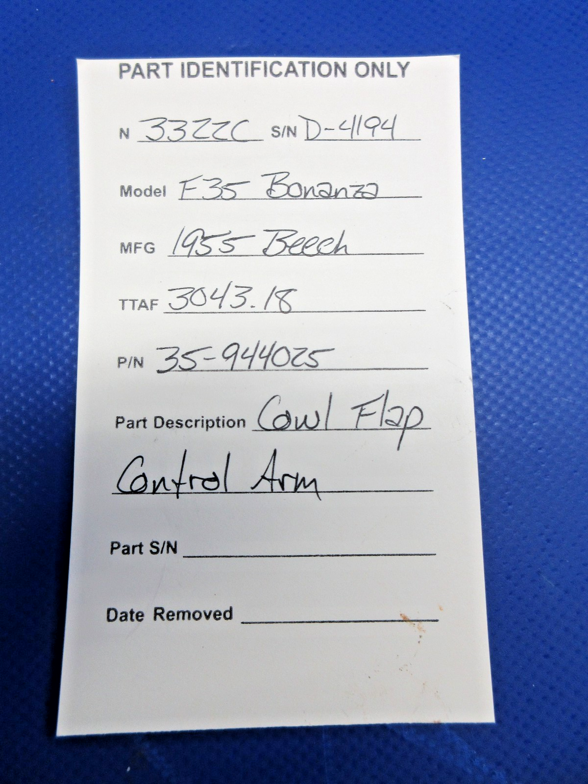 Beech F35 Bonanza Cowl Flap Control Arm P/N 35-944025 (0726-816)9