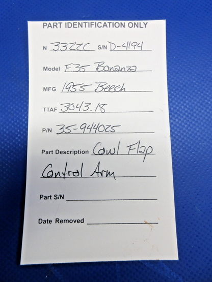 Beech F35 Bonanza Cowl Flap Control Arm P/N 35-944025 (0726-816)9