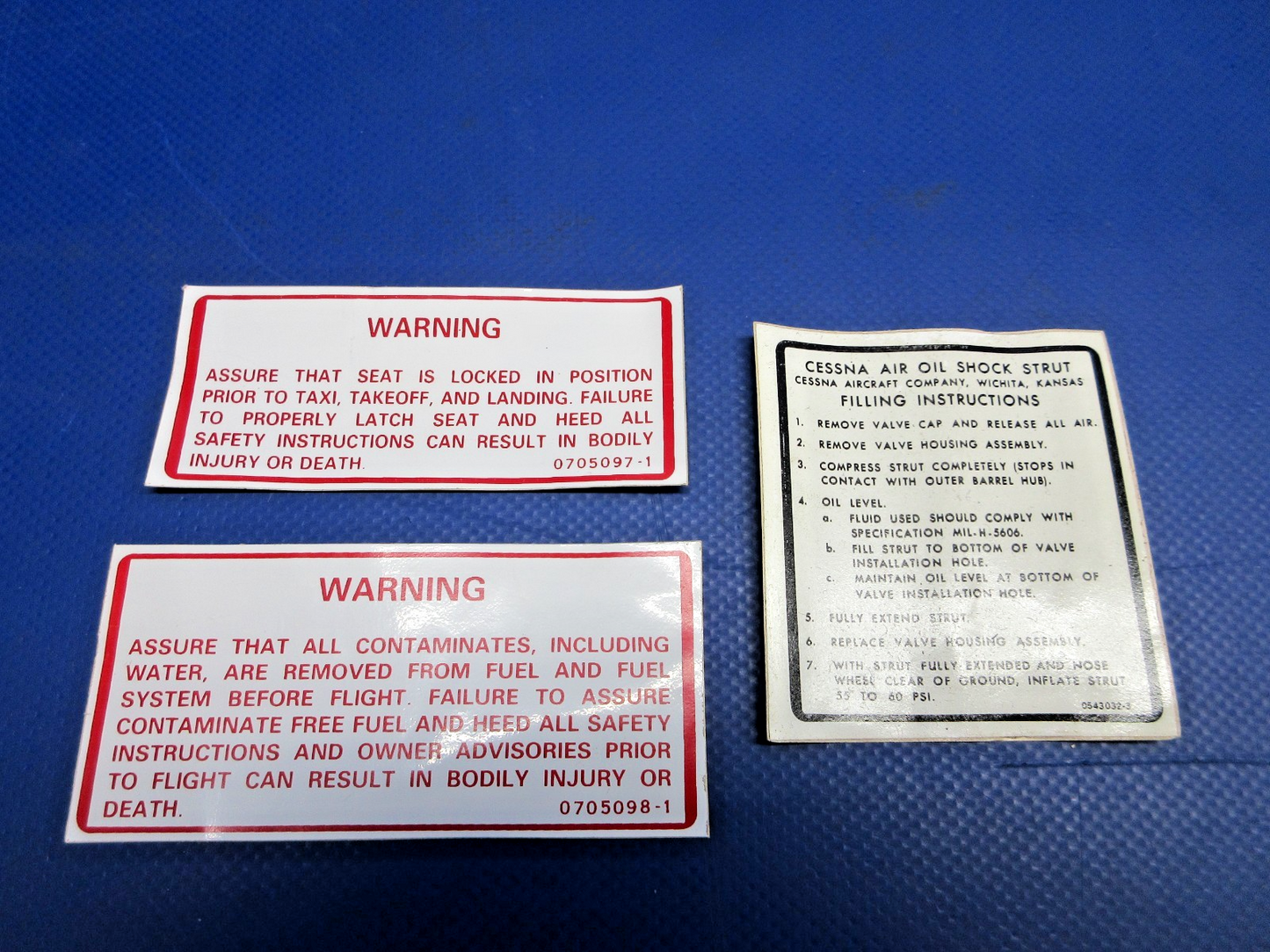 Cessna Assorted Placards LOT P/N 0543032-3 NOS (0426-721)1
