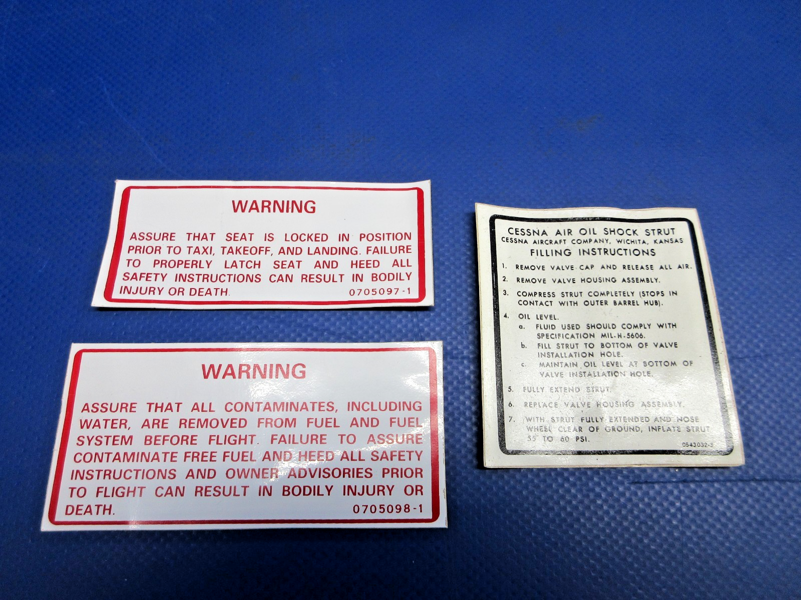 Cessna Assorted Placards LOT P/N 0543032-3 NOS (0426-721)1