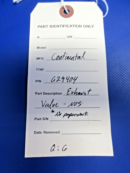 Continental Exhaust Valve P/N 629404 NOS (0926-719)8