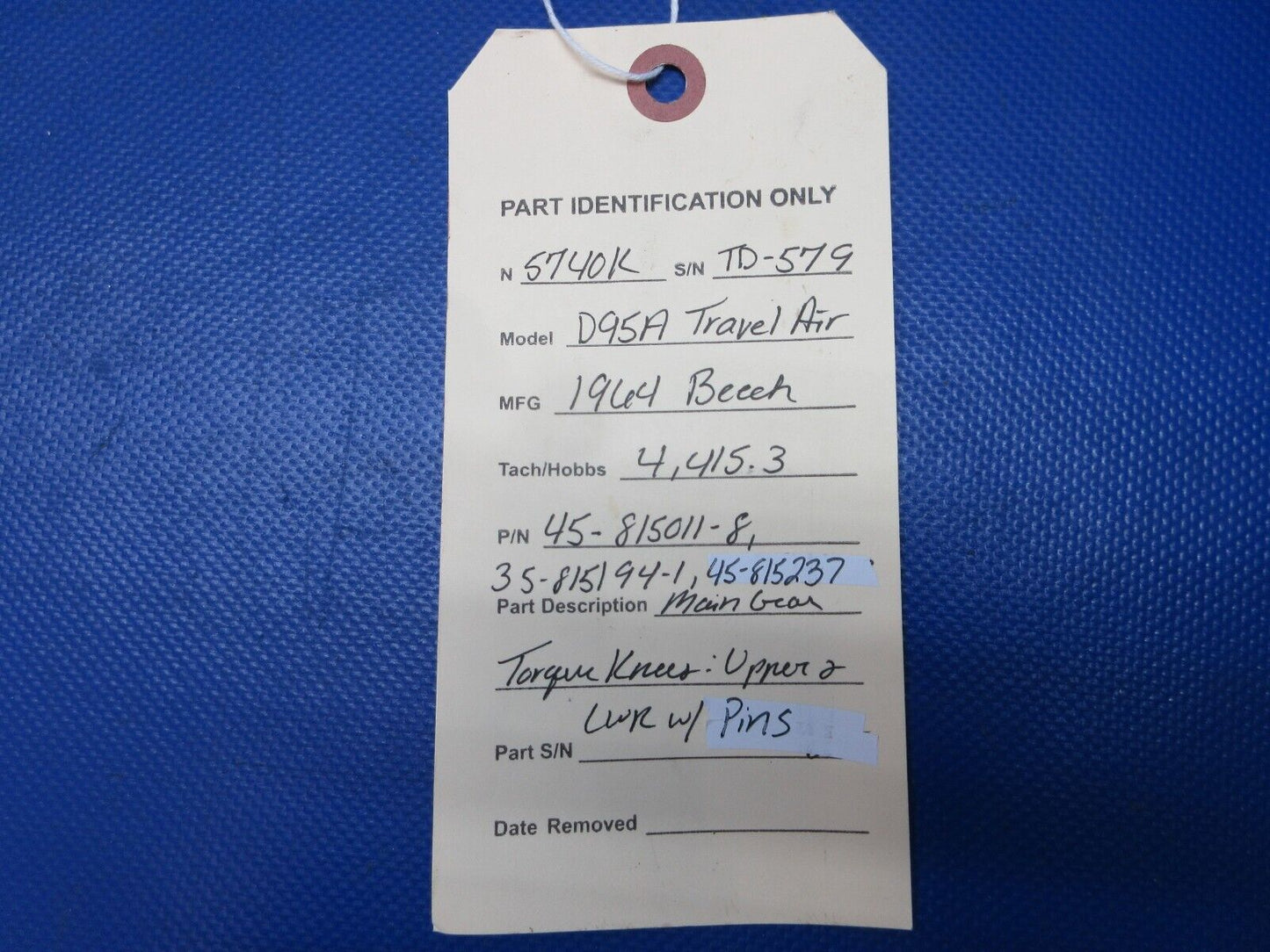 Beech 95 / D95A Main Gear Torque Knees Upper & LWR P/N 45-815011-8 (0724-1208)