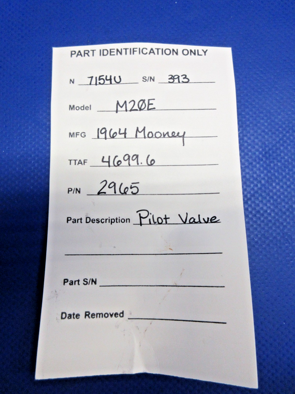Mooney M20 / M20E Pilot Valve P/N 2965 (0826-914)7