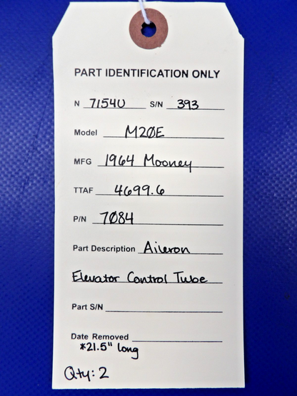 Mooney M20 / M20E Aileron Elevator Control Tube P/N 7084 (0826-1296)7