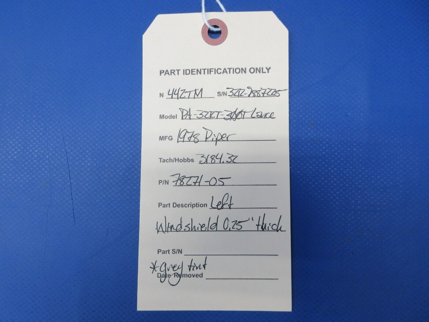Piper PA-32RT-300T Lance II Left Windshield P/N 78271-05 w/ OAT Hole (0924-2102)