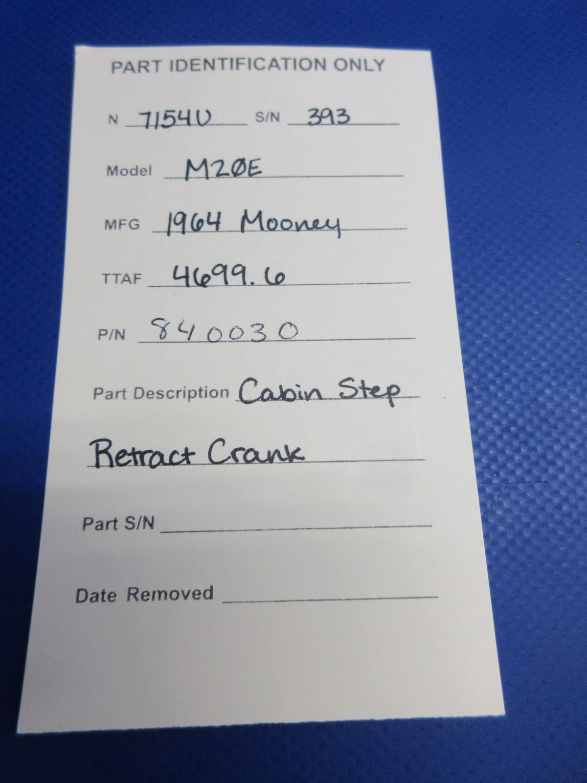 Mooney M20 / M20E Cabin Step Retract Crank P/N 840030 (0826-889)9
