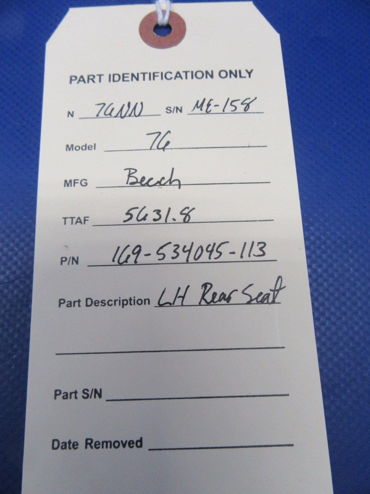 Beech 76 Duchess LH Rear Seat P/N 169-534045-113 (0326-53)7