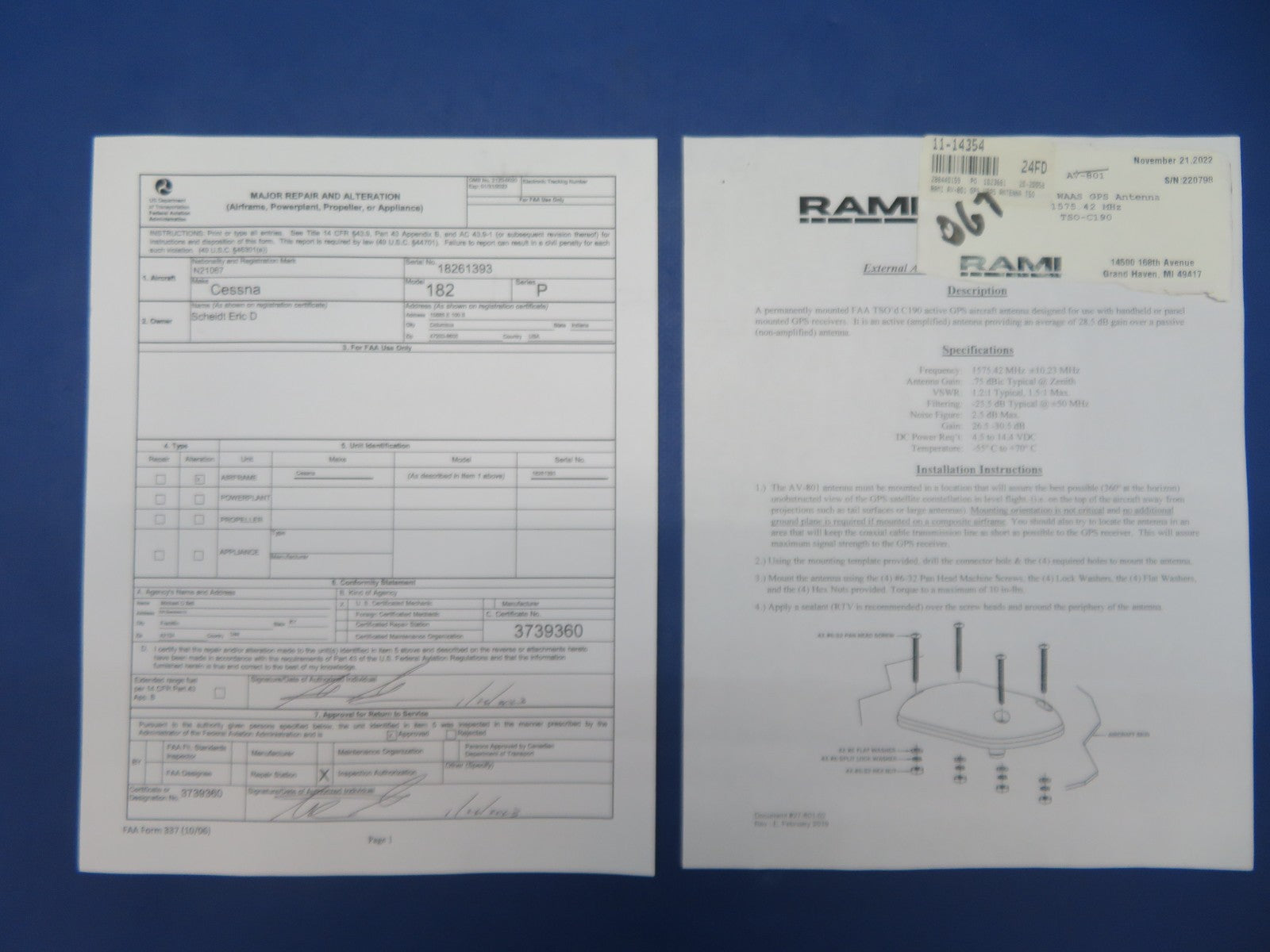 Avidyne IFD550 KIT 14/28v 700-00182-020 MODIFIED w/ 8130 & WARRANTY (0326-186)6