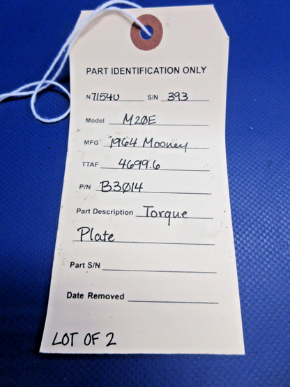 Mooney M20 / M20E Torque Plate P/N B3014 LOT OF 2 (0826-880)11