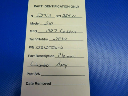 1957 Cessna 310 Plenum Chamber Assembly P/N 0813750-6 (0520-415)