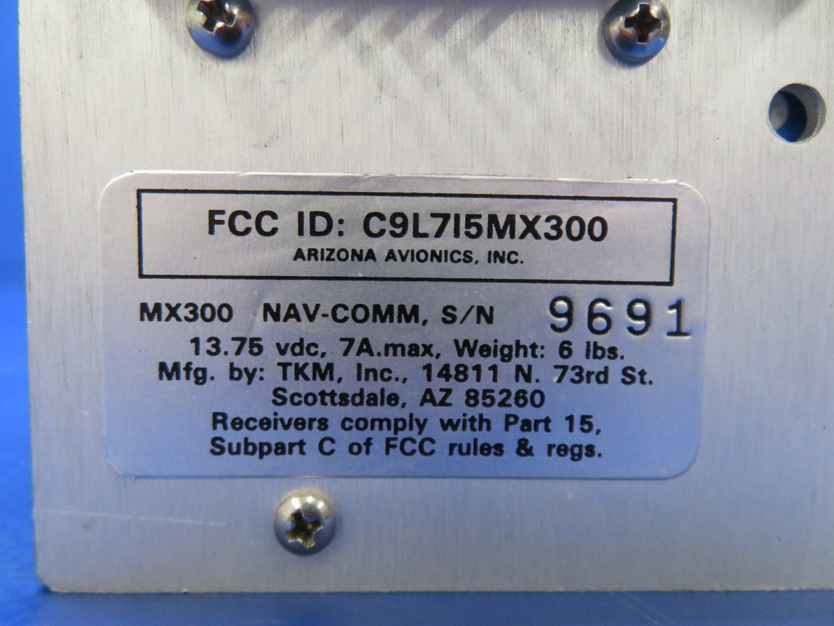 TKM MX300 NAV COMM 14vdc Aircraft Radio P/N MX300 REPAIRED w/ 8130 (0626-105)3