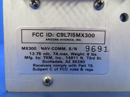 TKM MX300 NAV COMM 14vdc Aircraft Radio P/N MX300 REPAIRED w/ 8130 (0626-105)3