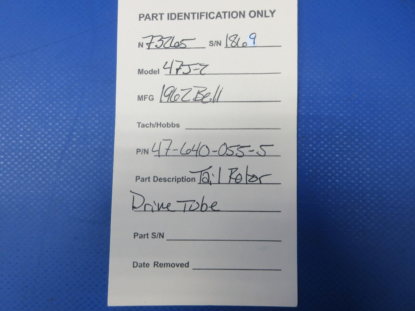 Bell 47J-2 Helicopter Tail Rotor Drive Tube P/N 47-640-055-5 (1124-2038)7
