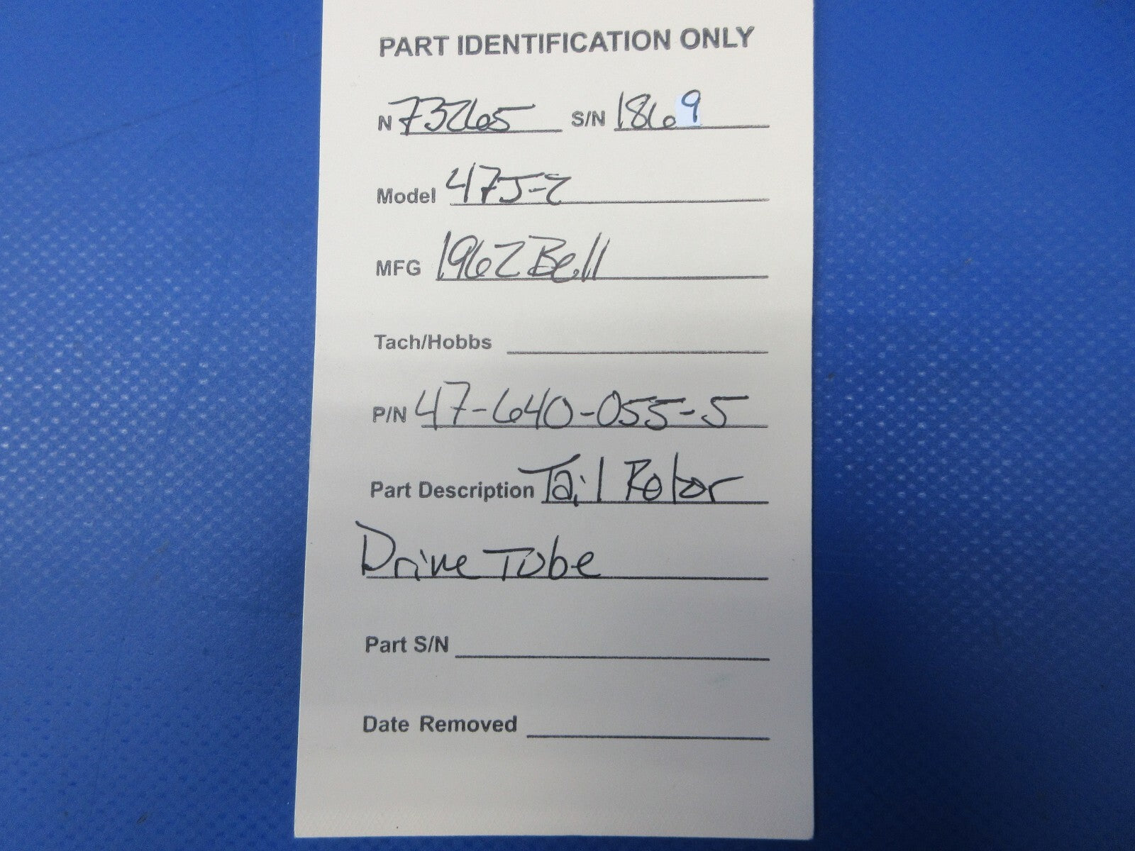 Bell 47J-2 Helicopter Tail Rotor Drive Tube P/N 47-640-055-5 (1124-2038)7