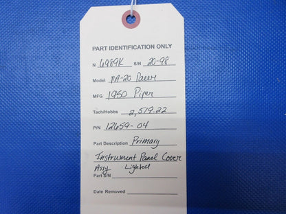 Piper PA-20 Primary Instrument Panel Cover Assy Lighted P/N 12659-04 (0924-1317)