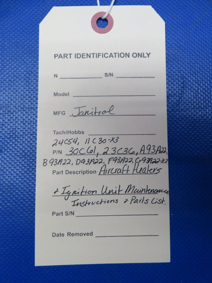 Janitrol Aircraft Heater & Ignition Maintenance & Parts List 24C54 (1024-195)