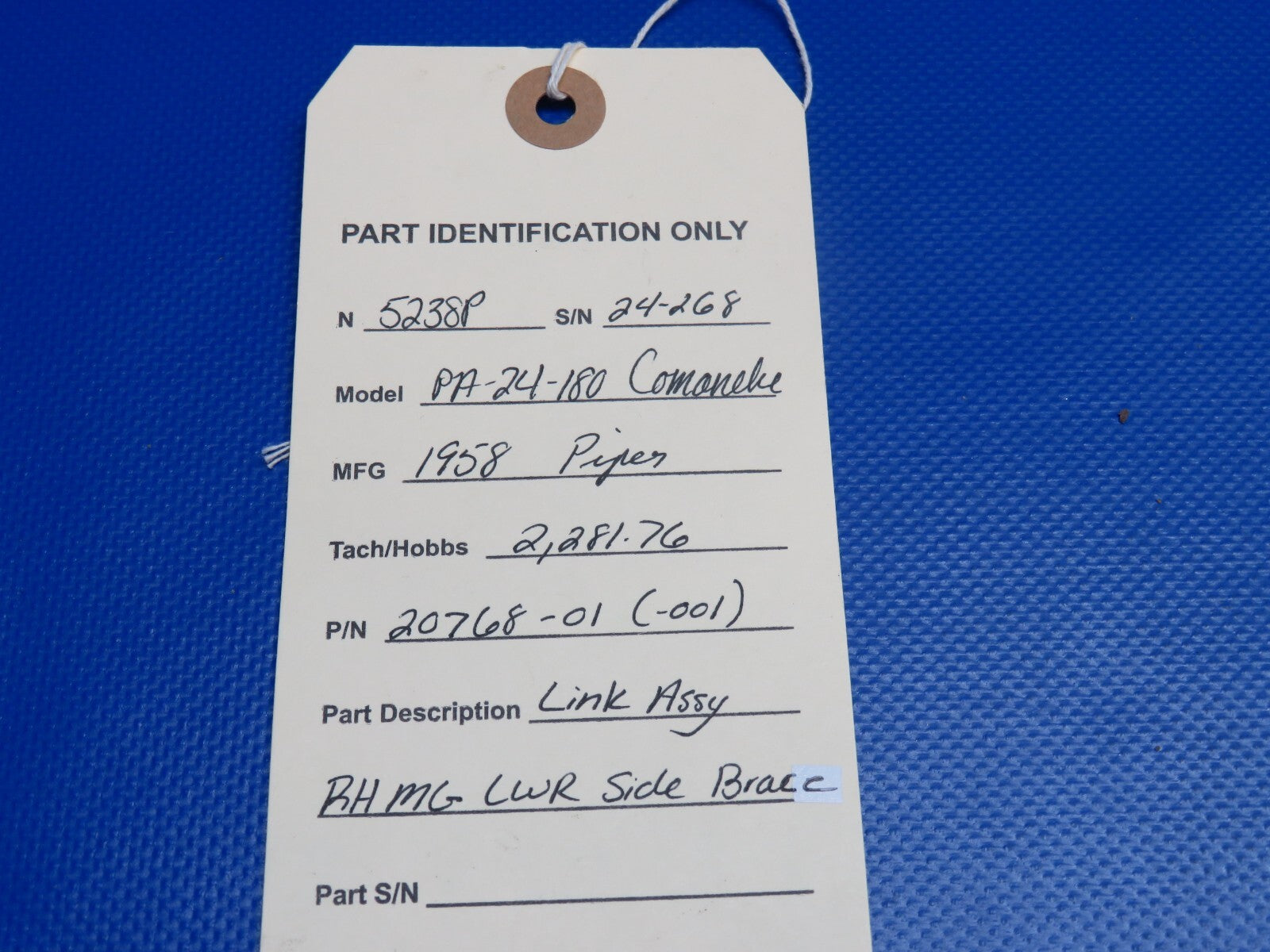 Piper Comanche Link Assy RH Main Gear LWR Side Brace P/N 20768-01 (1223-1136)8