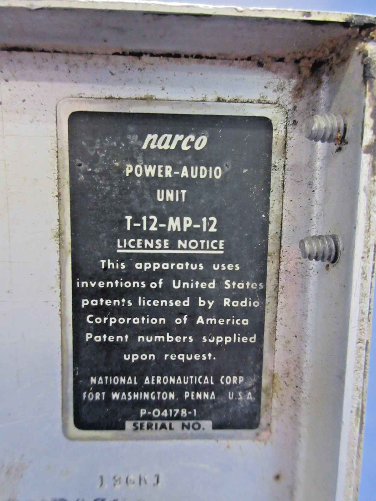 =Mooney M20 / M20C Narco Power-Audio Unit 12V P/N T-12-MP-12 (0426-796)3