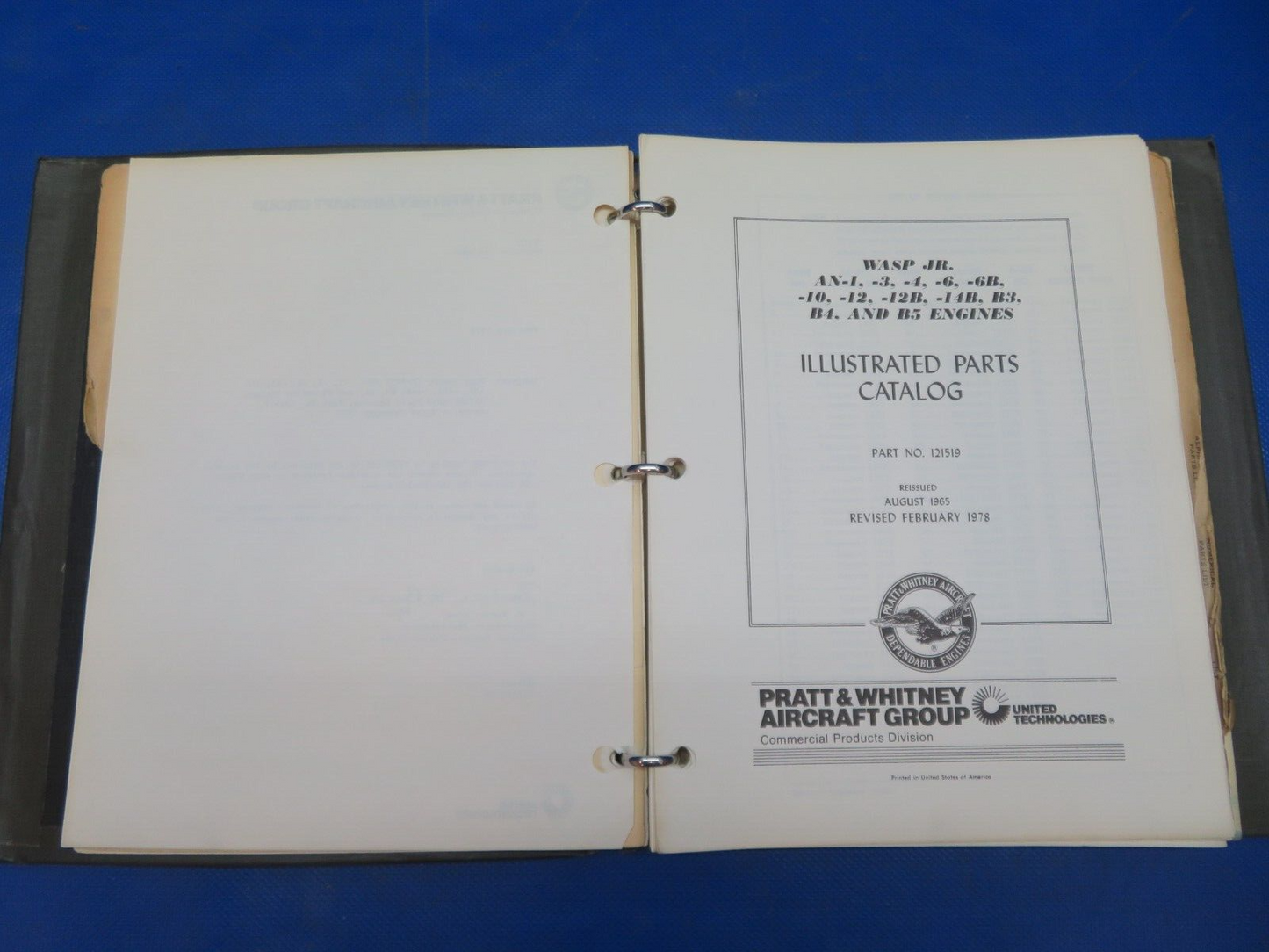 Pratt & Whitney R-985 Wasp Jr. Parts Catalog Vintage (1024-132)