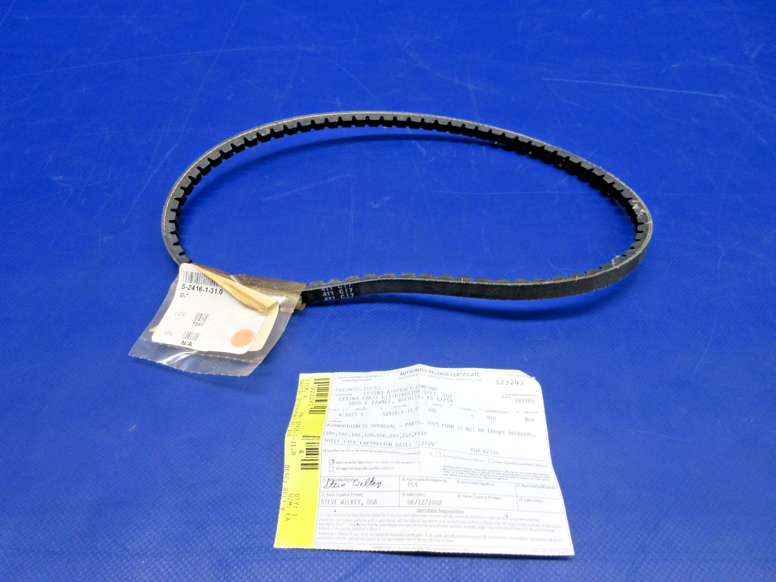Cessna Alternator Belt w/8130 P/N S2416-1-31.0 NOS (0326-1000)0
