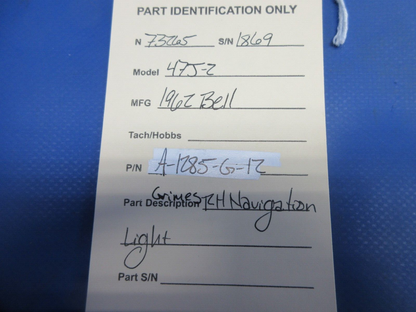 Bell 47J-2 Helicopter Grimes RH Navigation Light P/N A-1285-G-12 (1124-873)
