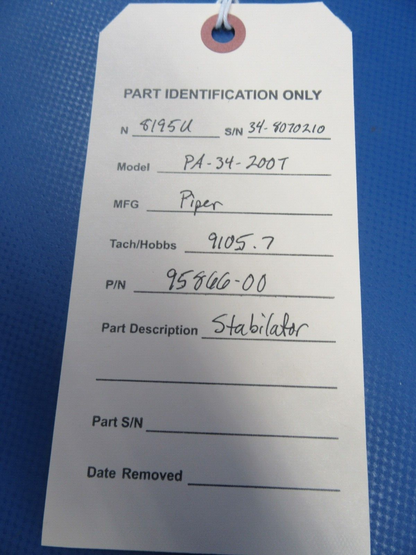 Piper PA-34-200T Seneca II Stabilator Assy w/ Deice Boots P/N 95866-00 (0424-11)